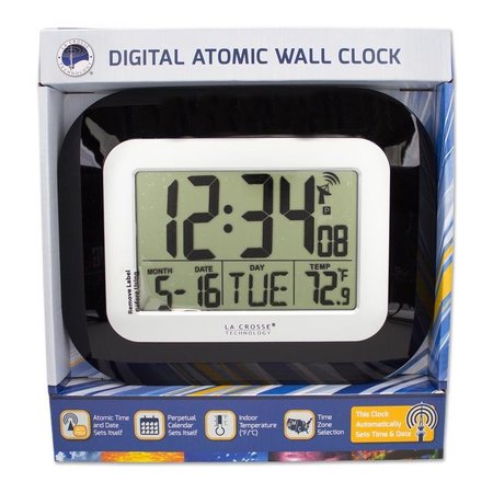 LA CROSSE TECHNOLOGY Clock Atomic Wall Black WT-8005U-B